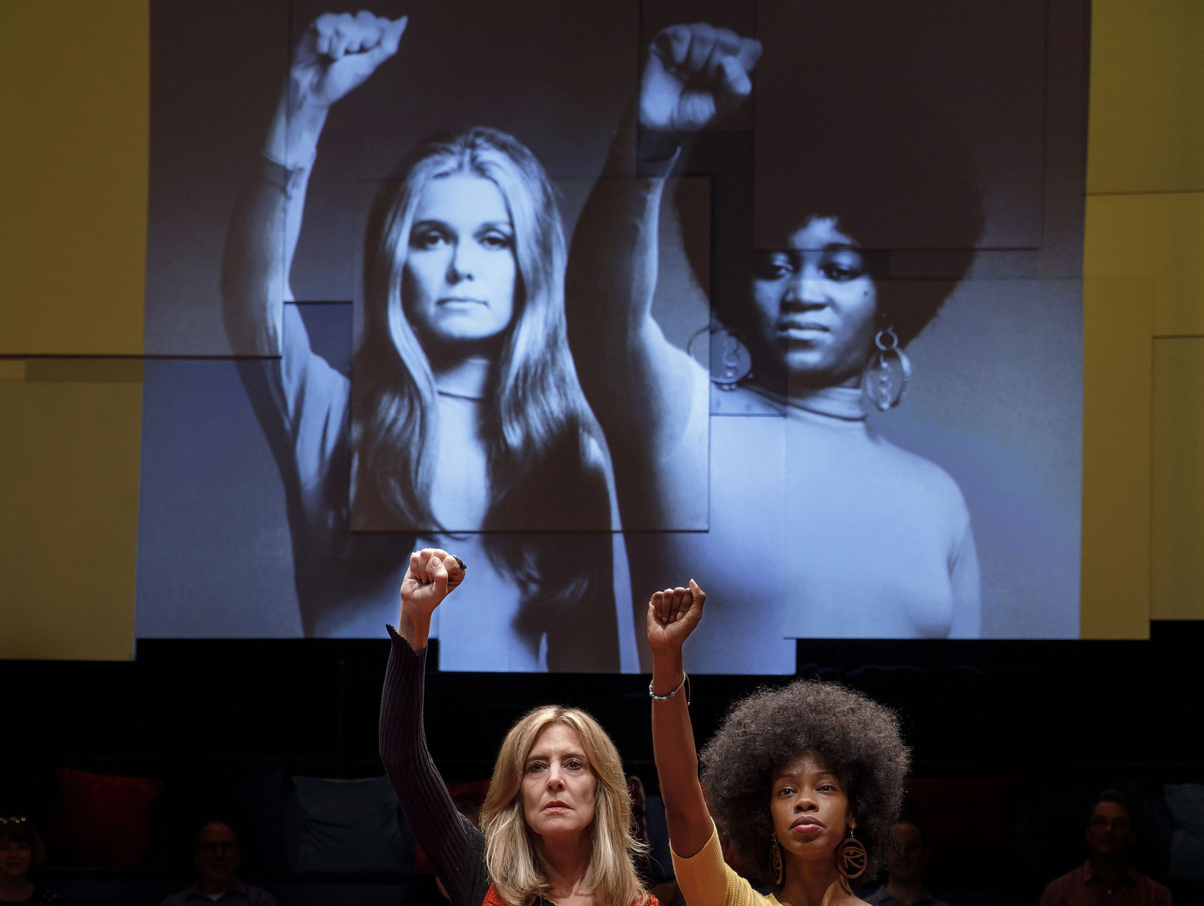 Christine Lahti as Gloria Steinem and Fedna Jacquet as Dorothy Pitman Hughes in Gloria: A Life