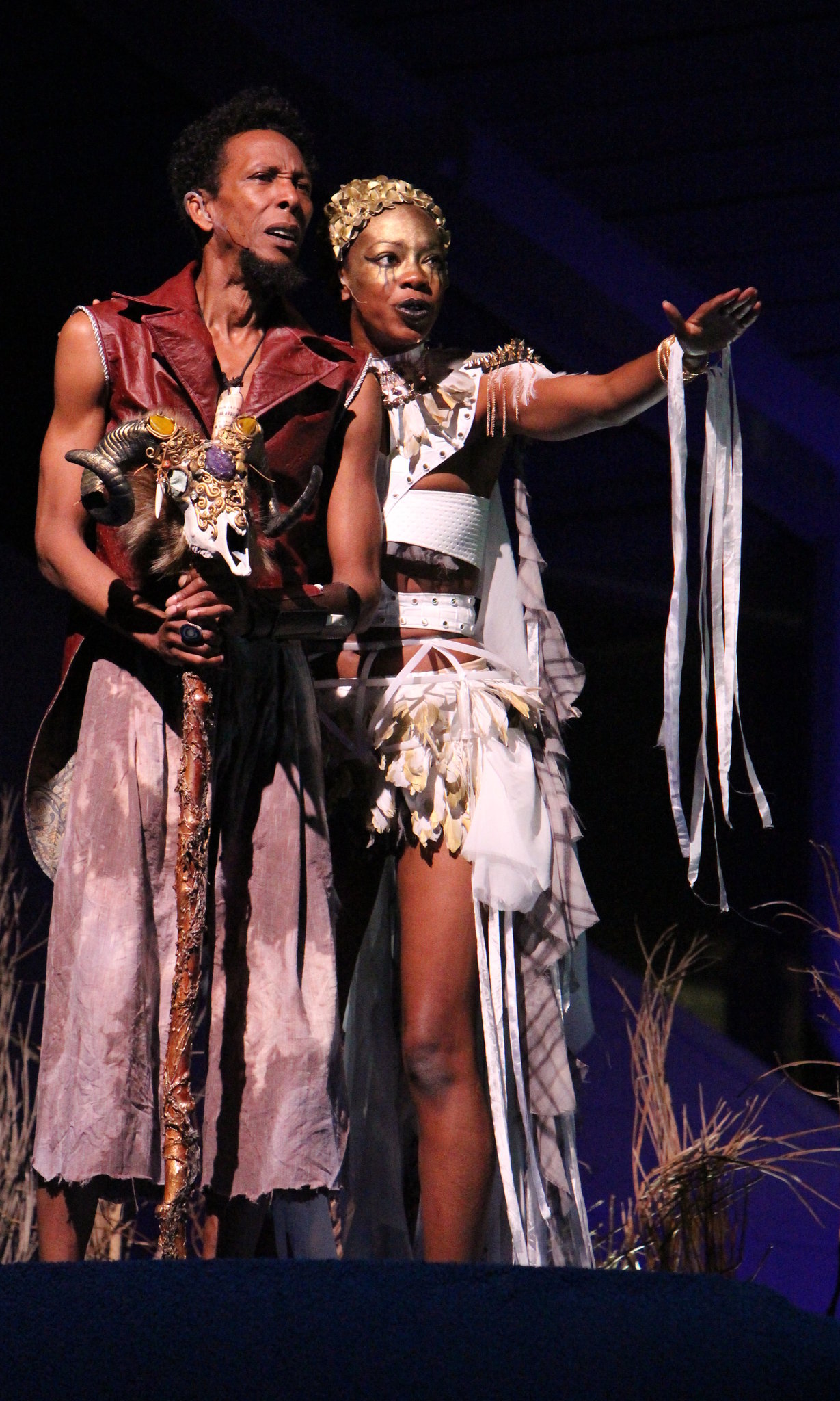 Ron Cephas Jones as Prospero and Fedna Jacquet as Ariel in The Tempest